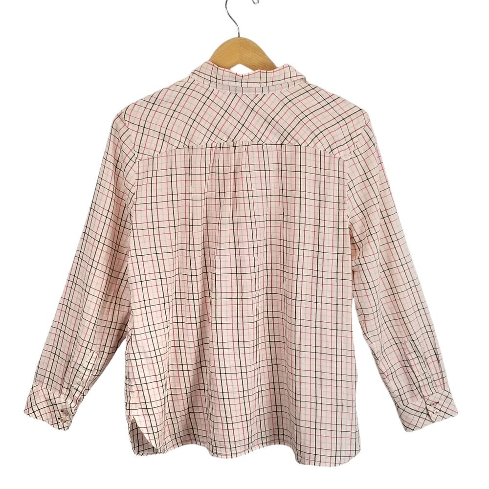 Talbots Petites Women's Window Pane Plaid Button Up Shirt Size XLP - Picture 2 of 7